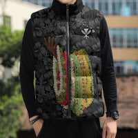 Hawaii Lei Kamehameha Sleeveless Puffer Jacket Ele'ele Seamless Pattern Hibiscus Flower