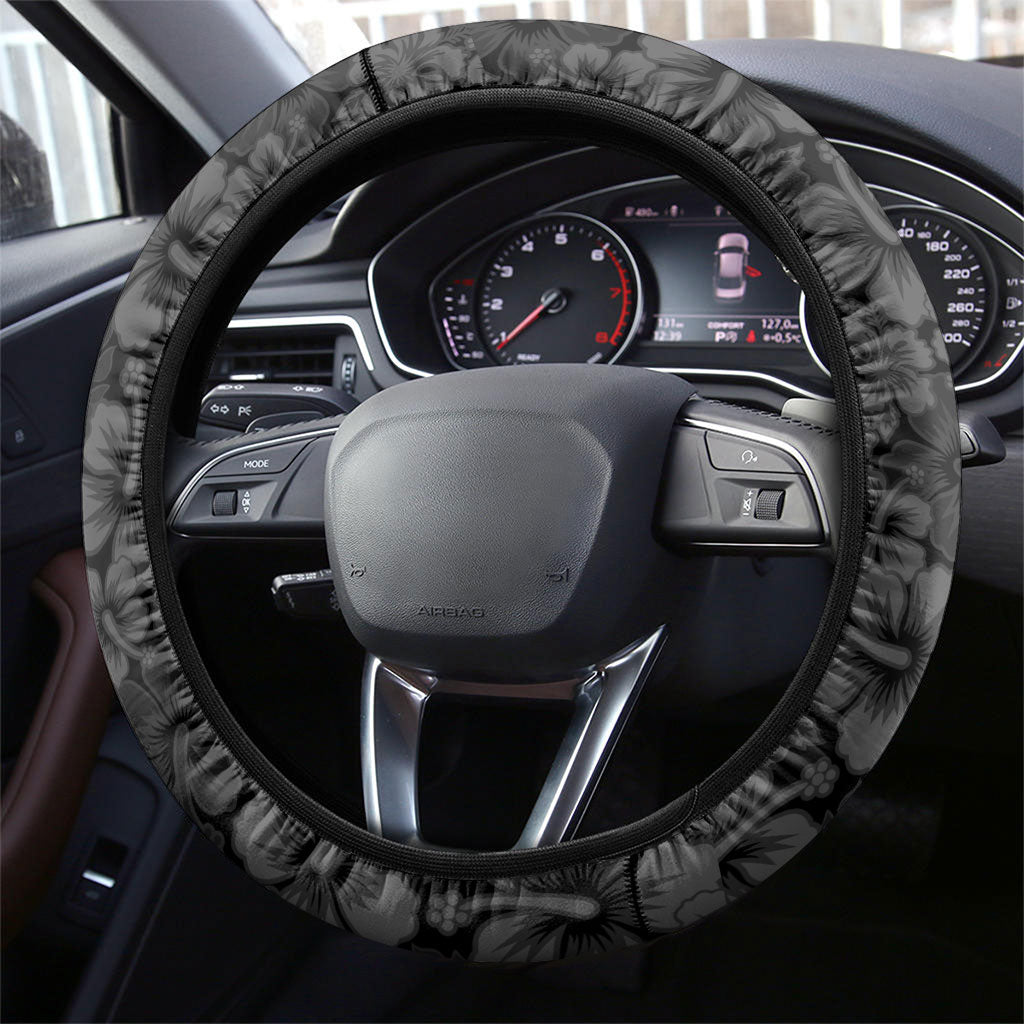 Hawaii Lei Kamehameha Steering Wheel Cover Ele'ele Seamless Pattern Hibiscus Flower