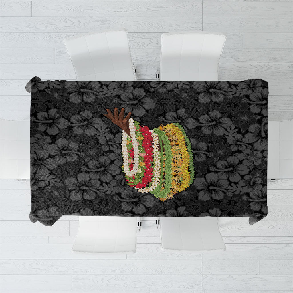 Hawaii Lei Kamehameha Tablecloth Ele'ele Seamless Pattern Hibiscus Flower LT9 Black - Polynesian Pride