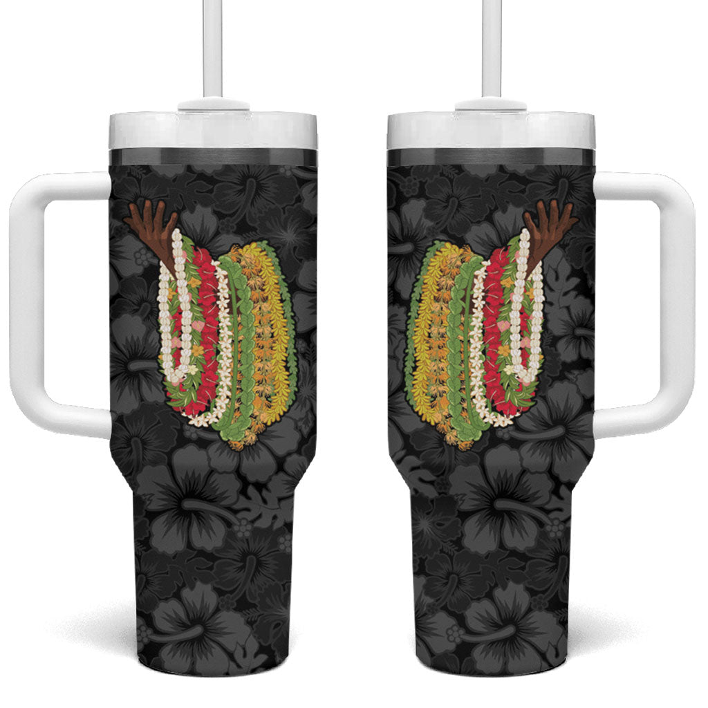 Hawaii Lei Kamehameha Tumbler With Handle Ele'ele Seamless Pattern Hibiscus Flower