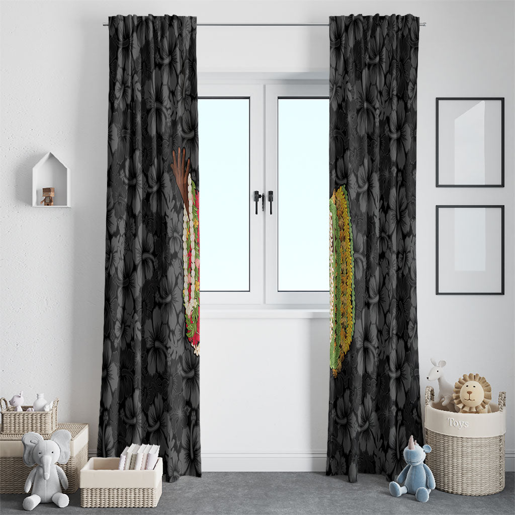 Hawaii Lei Kamehameha Window Curtain Ele'ele Seamless Pattern Hibiscus Flower