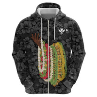 Hawaii Lei Kamehameha Zip Hoodie Ele'ele Seamless Pattern Hibiscus Flower