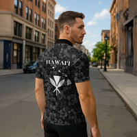 Hawaii Lei Kamehameha Zipper Polo Shirt Ele'ele Seamless Pattern Hibiscus Flower LT9 - Polynesian Pride