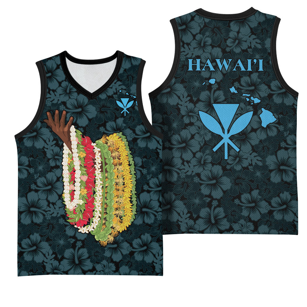Hawaii Lei Kamehameha Basketball Jersey Uliuli Seamless Pattern Hibiscus Flower