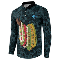 Hawaii Lei Kamehameha Button Sweatshirt Uliuli Seamless Pattern Hibiscus Flower
