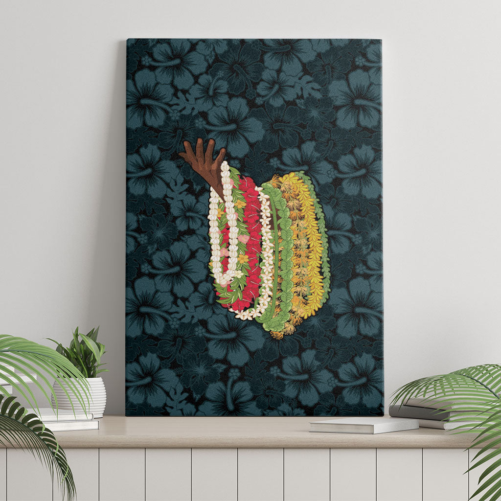 Hawaii Lei Kamehameha Canvas Wall Art Uliuli Seamless Pattern Hibiscus Flower
