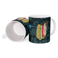 Hawaii Lei Kamehameha Ceramic Mug Uliuli Seamless Pattern Hibiscus Flower