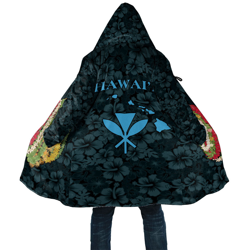 Hawaii Lei Kamehameha Cloak Uliuli Seamless Pattern Hibiscus Flower LT9 Unisex Blue - Polynesian Pride