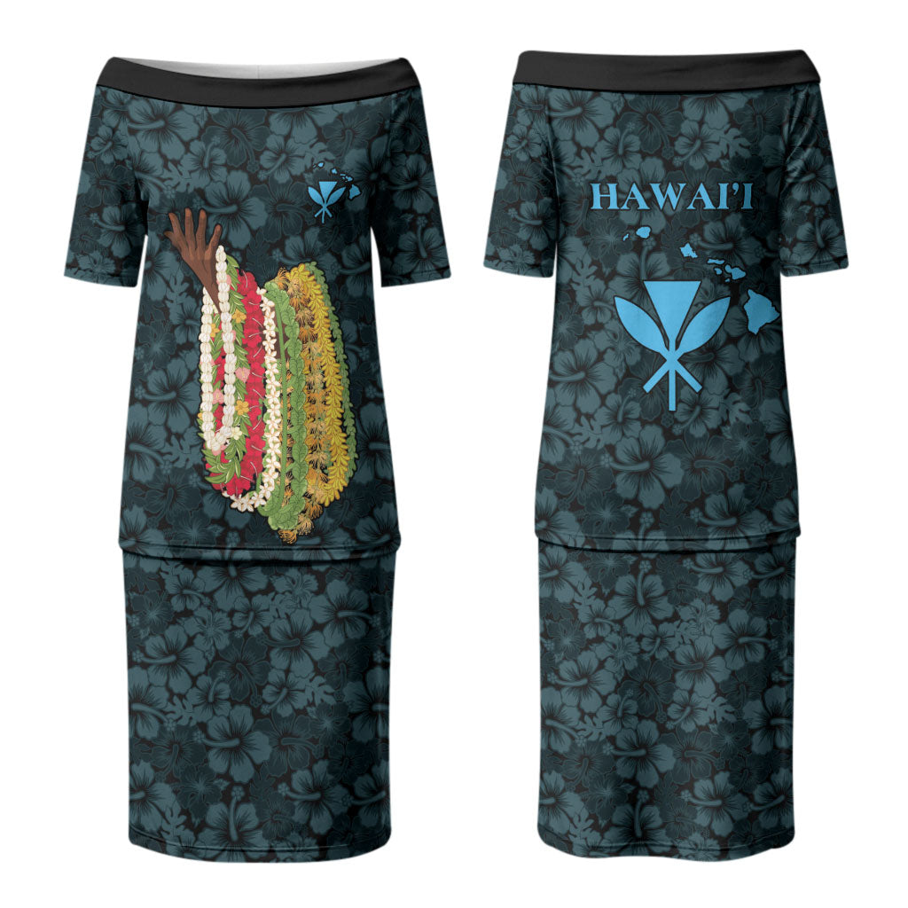 Hawaii Lei Kamehameha Couples Matching Puletasi and Hawaiian Shirt Uliuli Seamless Pattern Hibiscus Flower LT9