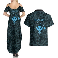 Hawaii Lei Kamehameha Couples Matching Summer Maxi Dress and Hawaiian Shirt Uliuli Seamless Pattern Hibiscus Flower