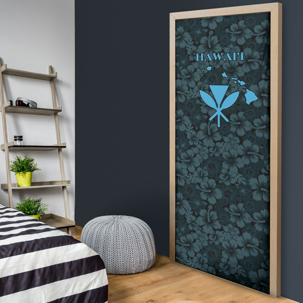 Hawaii Lei Kamehameha Door Cover Uliuli Seamless Pattern Hibiscus Flower