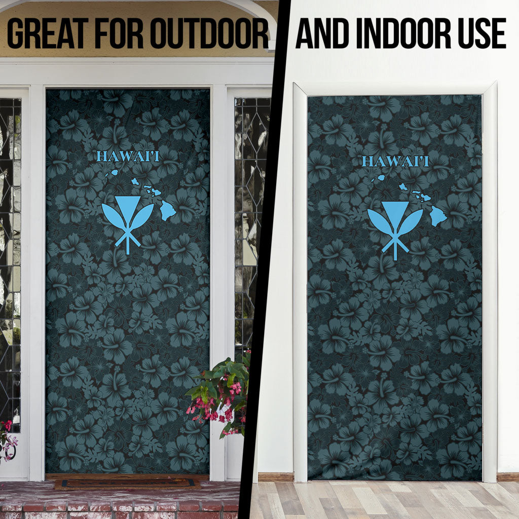 Hawaii Lei Kamehameha Door Cover Uliuli Seamless Pattern Hibiscus Flower