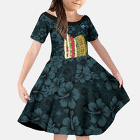 Hawaii Lei Kamehameha Family Matching Off The Shoulder Long Sleeve Dress and Hawaiian Shirt Uliuli Seamless Pattern Hibiscus Flower