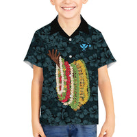 Hawaii Lei Kamehameha Family Matching Puletasi and Hawaiian Shirt Uliuli Seamless Pattern Hibiscus Flower