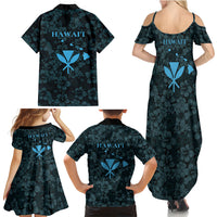 Hawaii Lei Kamehameha Family Matching Summer Maxi Dress and Hawaiian Shirt Uliuli Seamless Pattern Hibiscus Flower