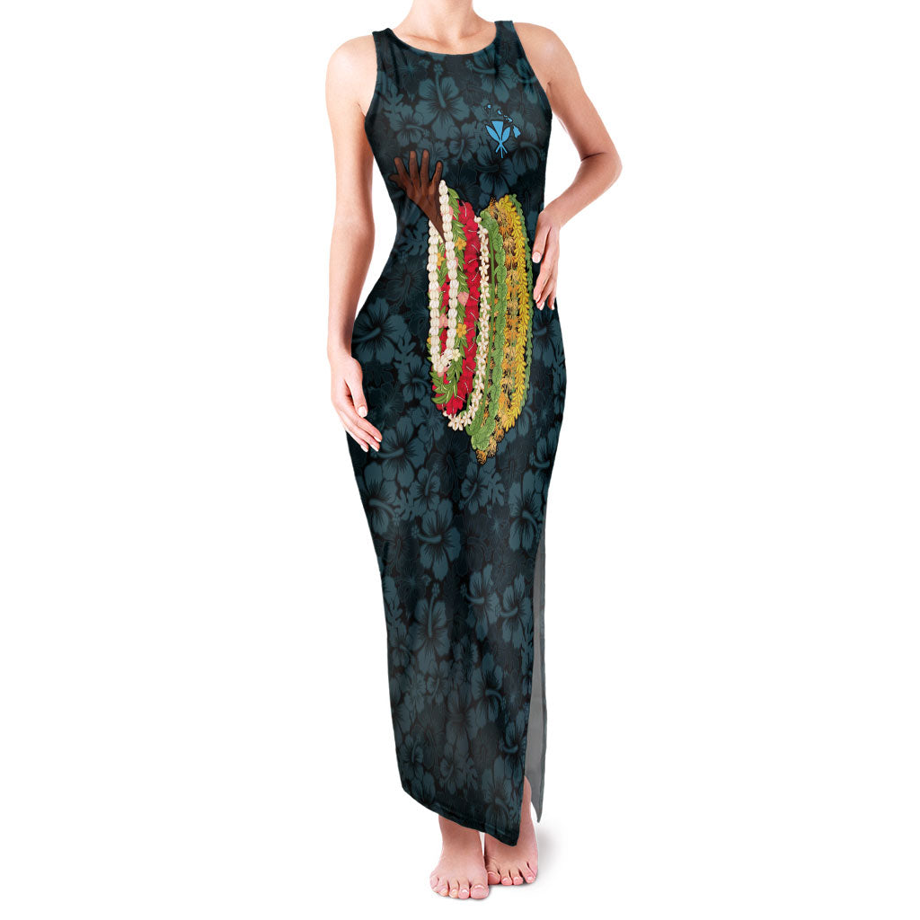 Hawaii Lei Kamehameha Family Matching Tank Maxi Dress and Hawaiian Shirt Uliuli Seamless Pattern Hibiscus Flower