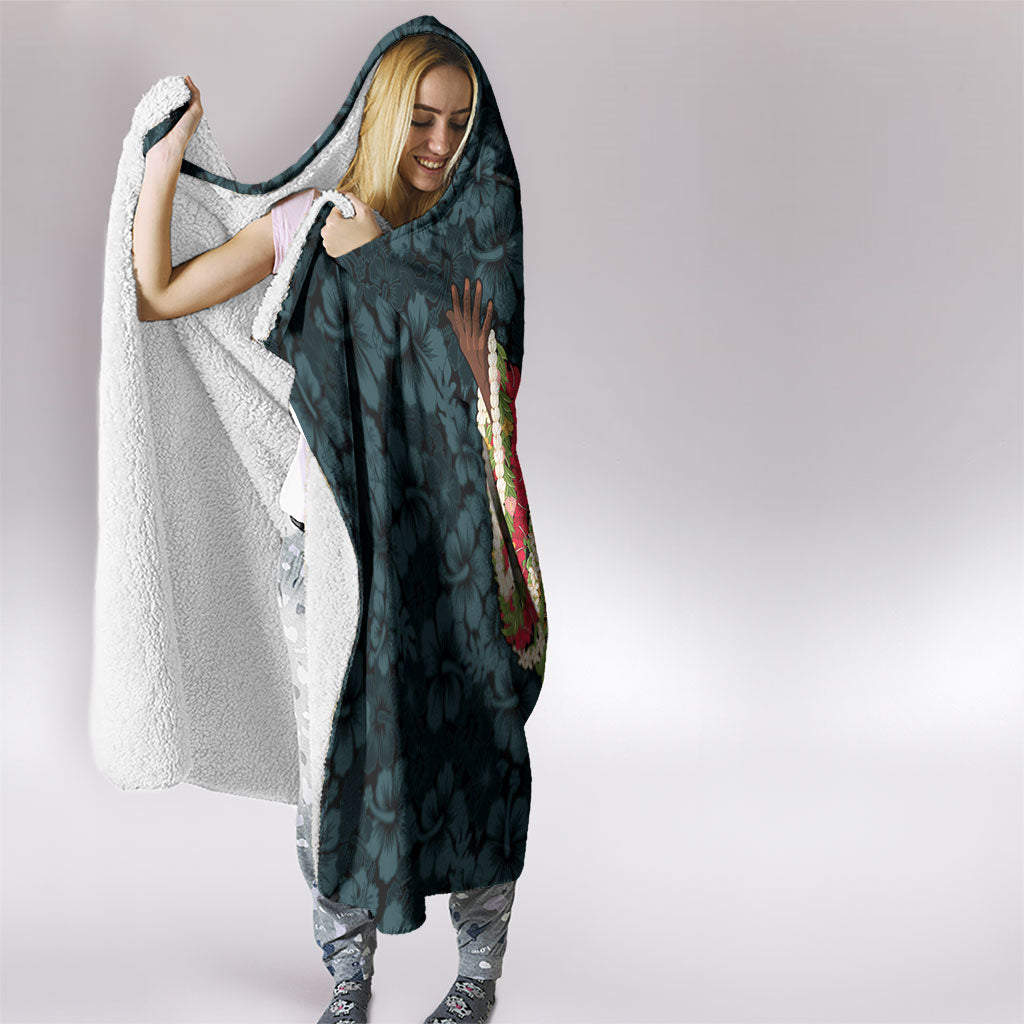 Hawaii Lei Kamehameha Hooded Blanket Uliuli Seamless Pattern Hibiscus Flower