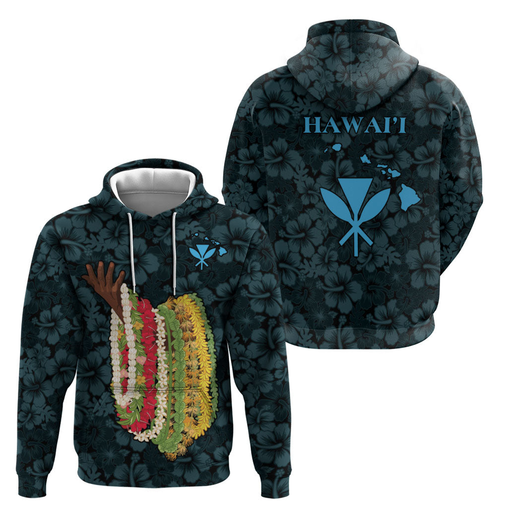 Hawaii Lei Kamehameha Hoodie Uliuli Seamless Pattern Hibiscus Flower