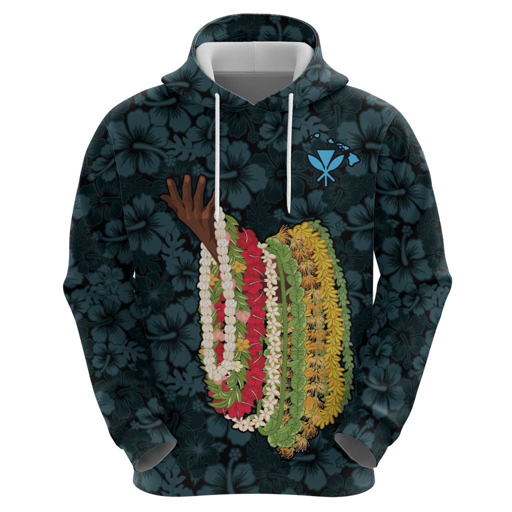 Hawaii Lei Kamehameha Hoodie Uliuli Seamless Pattern Hibiscus Flower