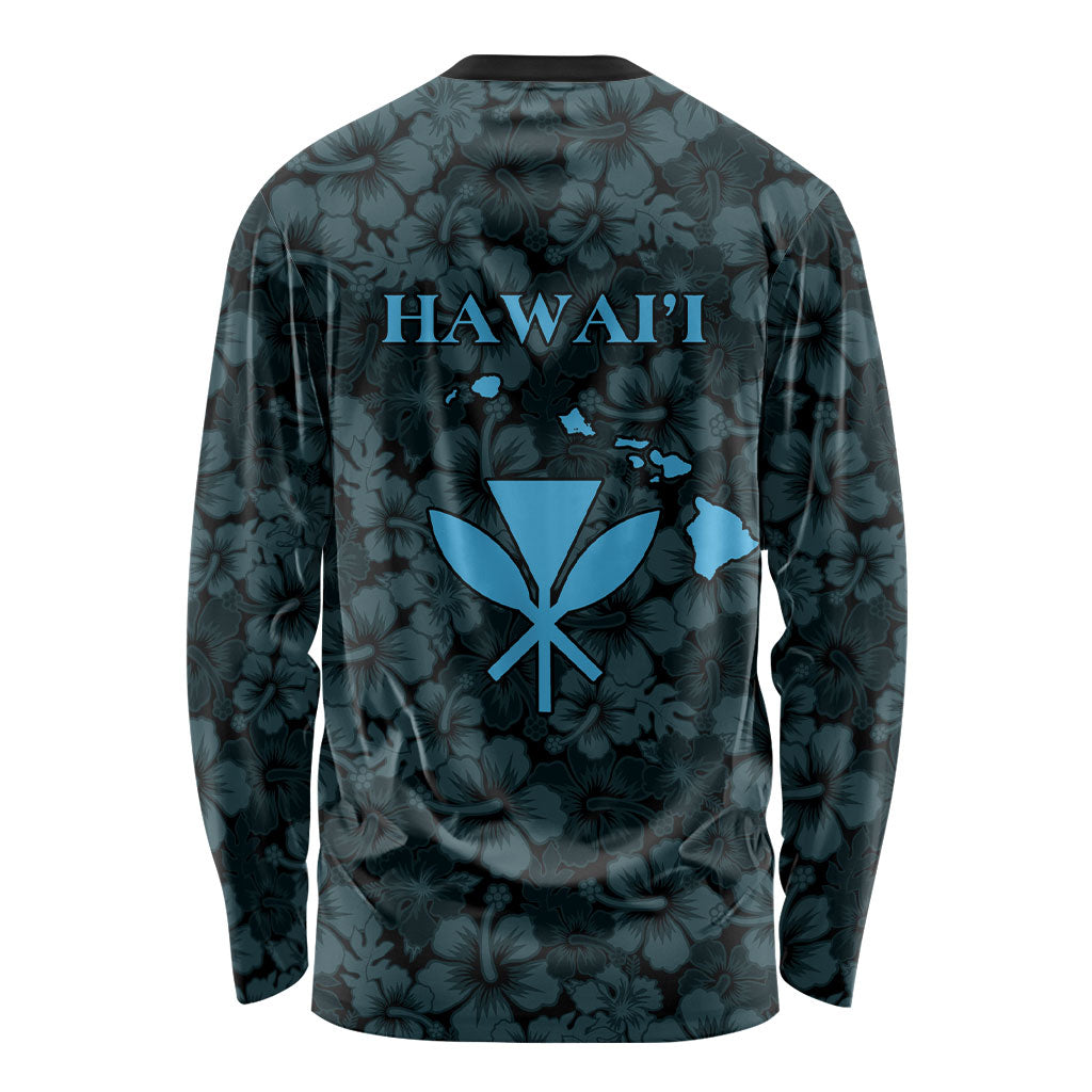 Hawaii Lei Kamehameha Long Sleeve Shirt Uliuli Seamless Pattern Hibiscus Flower