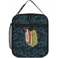 Hawaii Lei Kamehameha Lunch Bag Uliuli Seamless Pattern Hibiscus Flower LT9 10.2 × 8.3 × 4.3 inch Blue - Polynesian Pride
