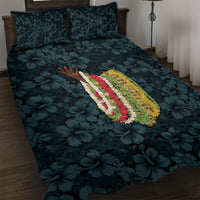 Hawaii Lei Kamehameha Quilt Bed Set Uliuli Seamless Pattern Hibiscus Flower