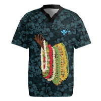 Hawaii Lei Kamehameha Rugby Jersey Uliuli Seamless Pattern Hibiscus Flower