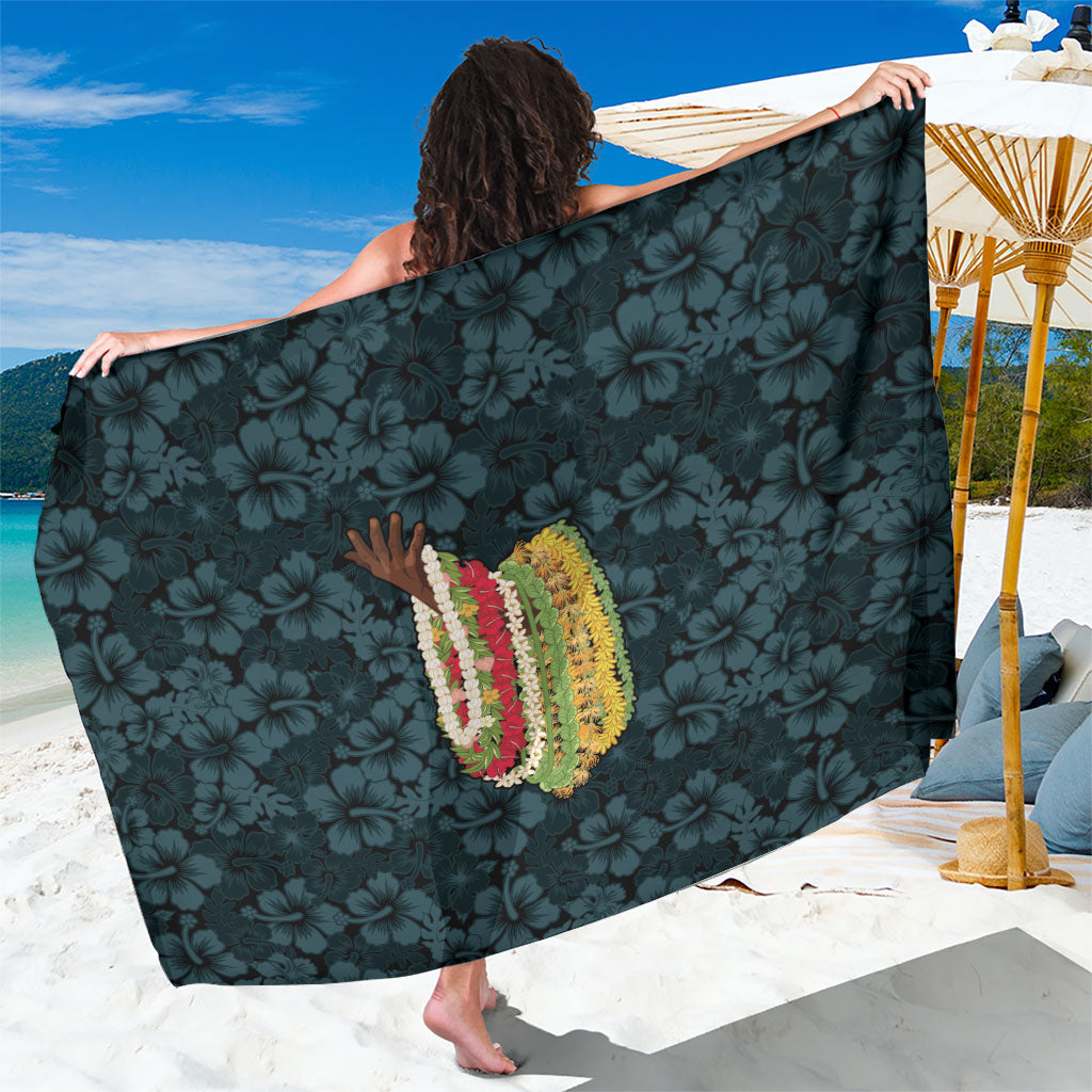 Hawaii Lei Kamehameha Sarong Uliuli Seamless Pattern Hibiscus Flower LT9 One Size 44 x 66 inches Blue - Polynesian Pride