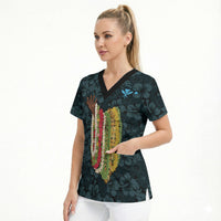 Hawaii Lei Kamehameha Scrub Top Uliuli Seamless Pattern Hibiscus Flower