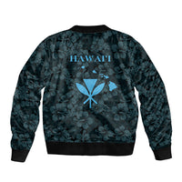 Hawaii Lei Kamehameha Sleeve Zip Bomber Jacket Uliuli Seamless Pattern Hibiscus Flower