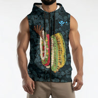 Hawaii Lei Kamehameha Sleeveless Zip Hoodie Uliuli Seamless Pattern Hibiscus Flower LT9 - Polynesian Pride