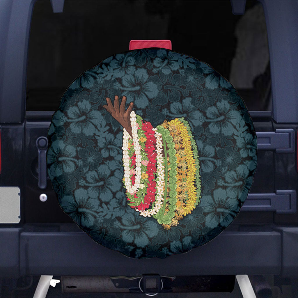 Hawaii Lei Kamehameha Spare Tire Cover Uliuli Seamless Pattern Hibiscus Flower LT9 No hole Blue - Polynesian Pride