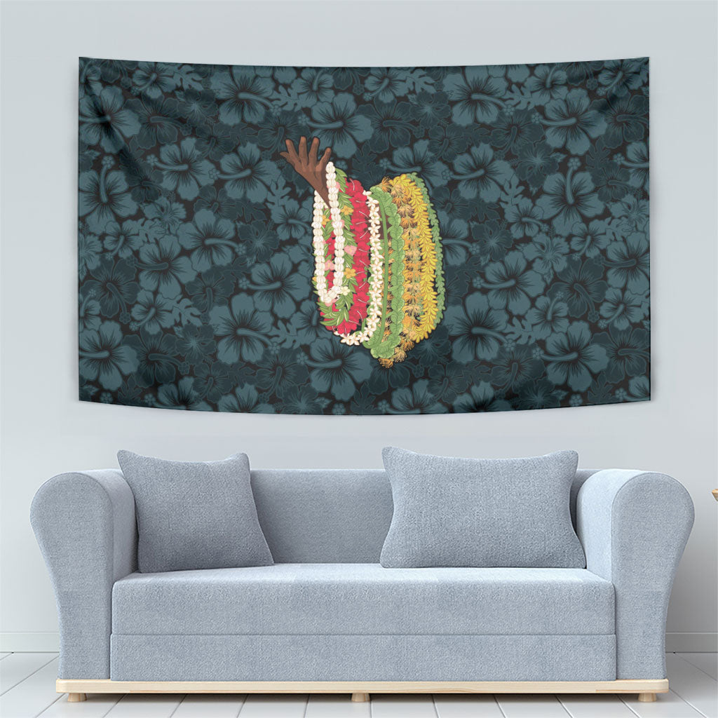 Hawaii Lei Kamehameha Tapestry Uliuli Seamless Pattern Hibiscus Flower