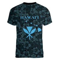 Hawaii Lei Kamehameha Women V-Neck T-Shirt Uliuli Seamless Pattern Hibiscus Flower LT9 - Polynesian Pride
