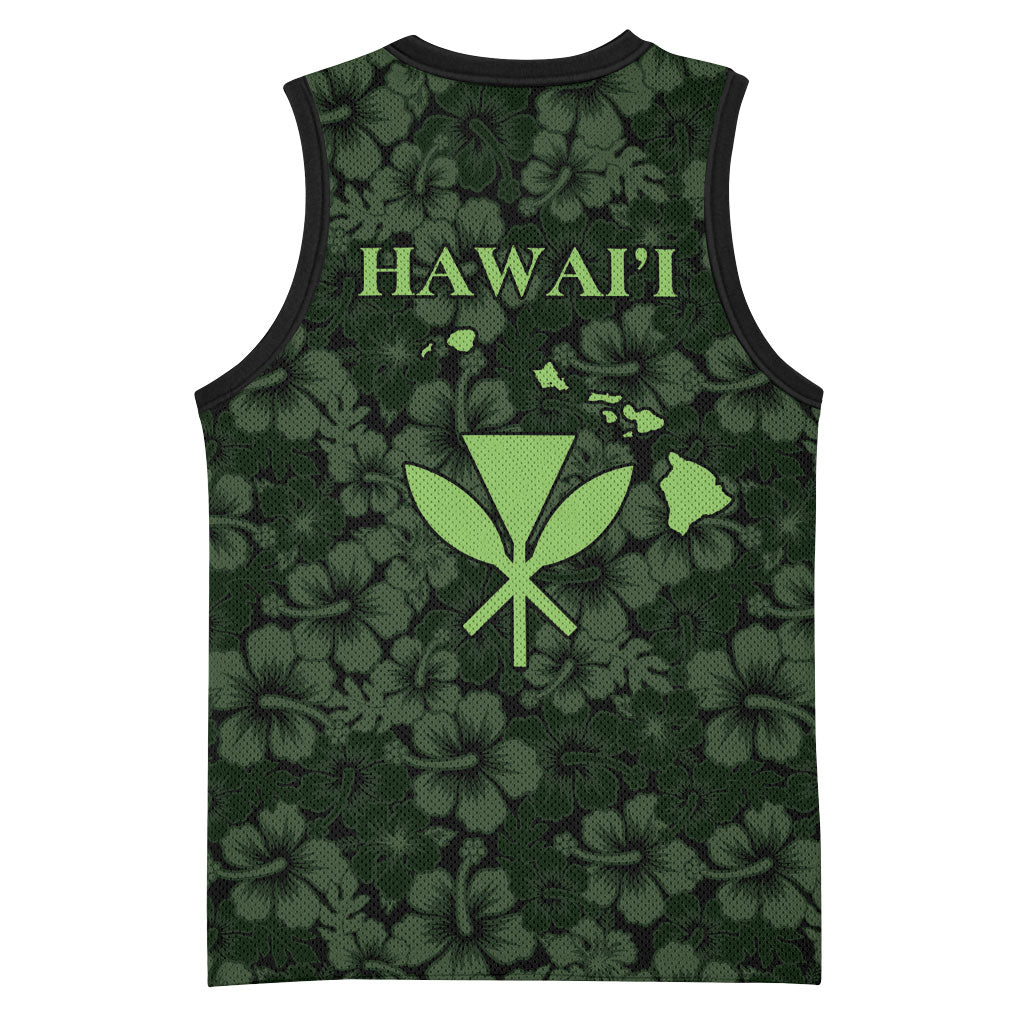 Hawaii Lei Kamehameha Basketball Jersey Oma'oma'o Seamless Pattern Hibiscus Flower