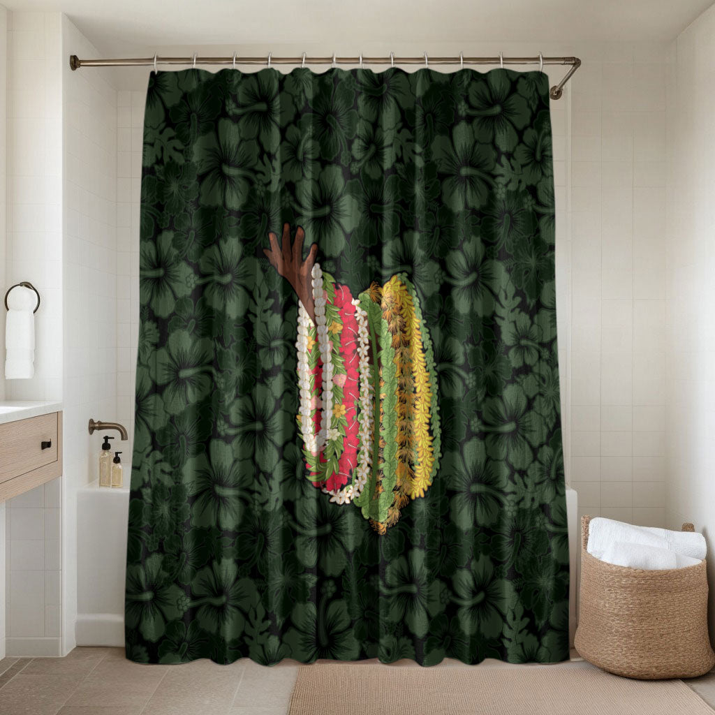 Hawaii Lei Kamehameha Bathroom Set Oma'oma'o Seamless Pattern Hibiscus Flower