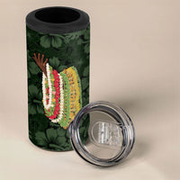 Hawaii Lei Kamehameha 4 in 1 Can Cooler Tumbler Oma'oma'o Seamless Pattern Hibiscus Flower LT9 - Polynesian Pride