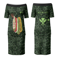 Hawaii Lei Kamehameha Couples Matching Puletasi and Hawaiian Shirt Oma'oma'o Seamless Pattern Hibiscus Flower LT9
