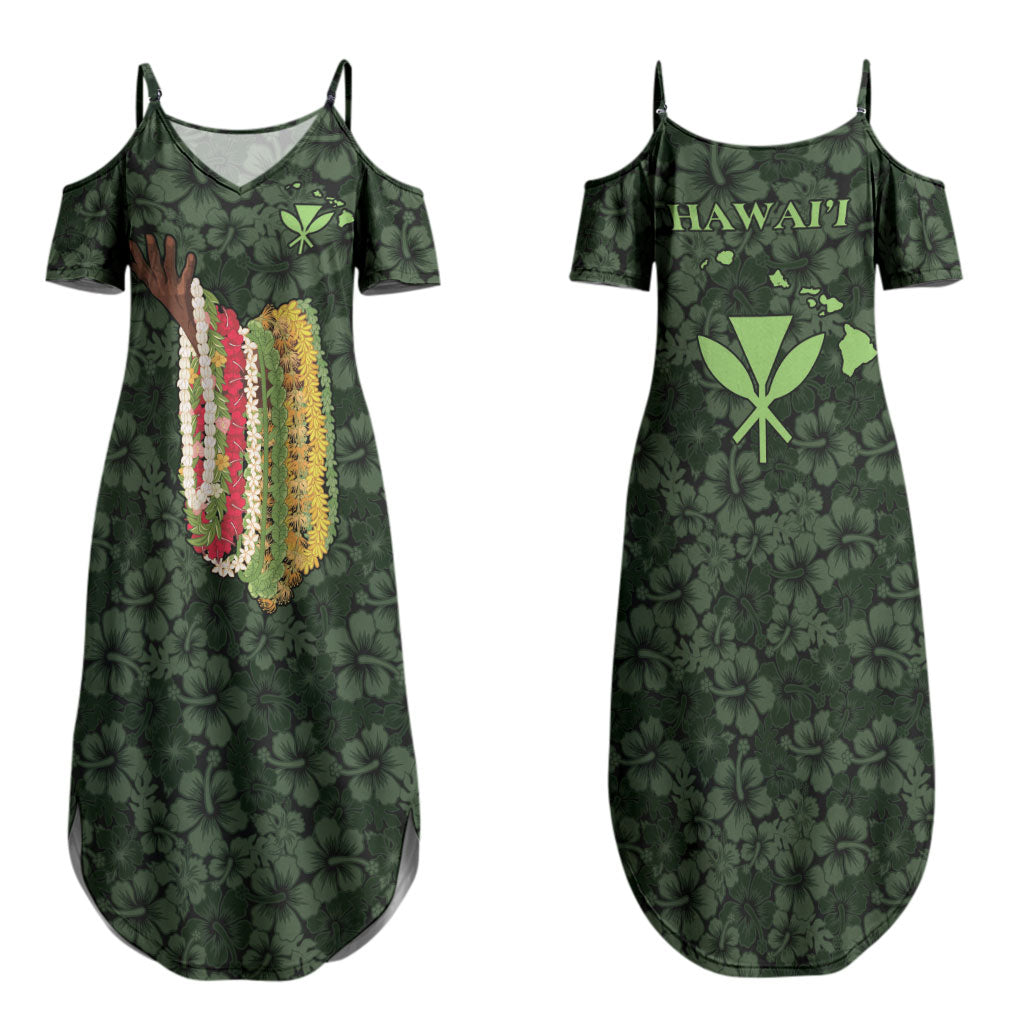 Hawaii Lei Kamehameha Couples Matching Summer Maxi Dress and Hawaiian Shirt Oma'oma'o Seamless Pattern Hibiscus Flower LT9