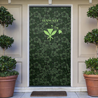 Hawaii Lei Kamehameha Door Cover Oma'oma'o Seamless Pattern Hibiscus Flower LT9 Green - Polynesian Pride