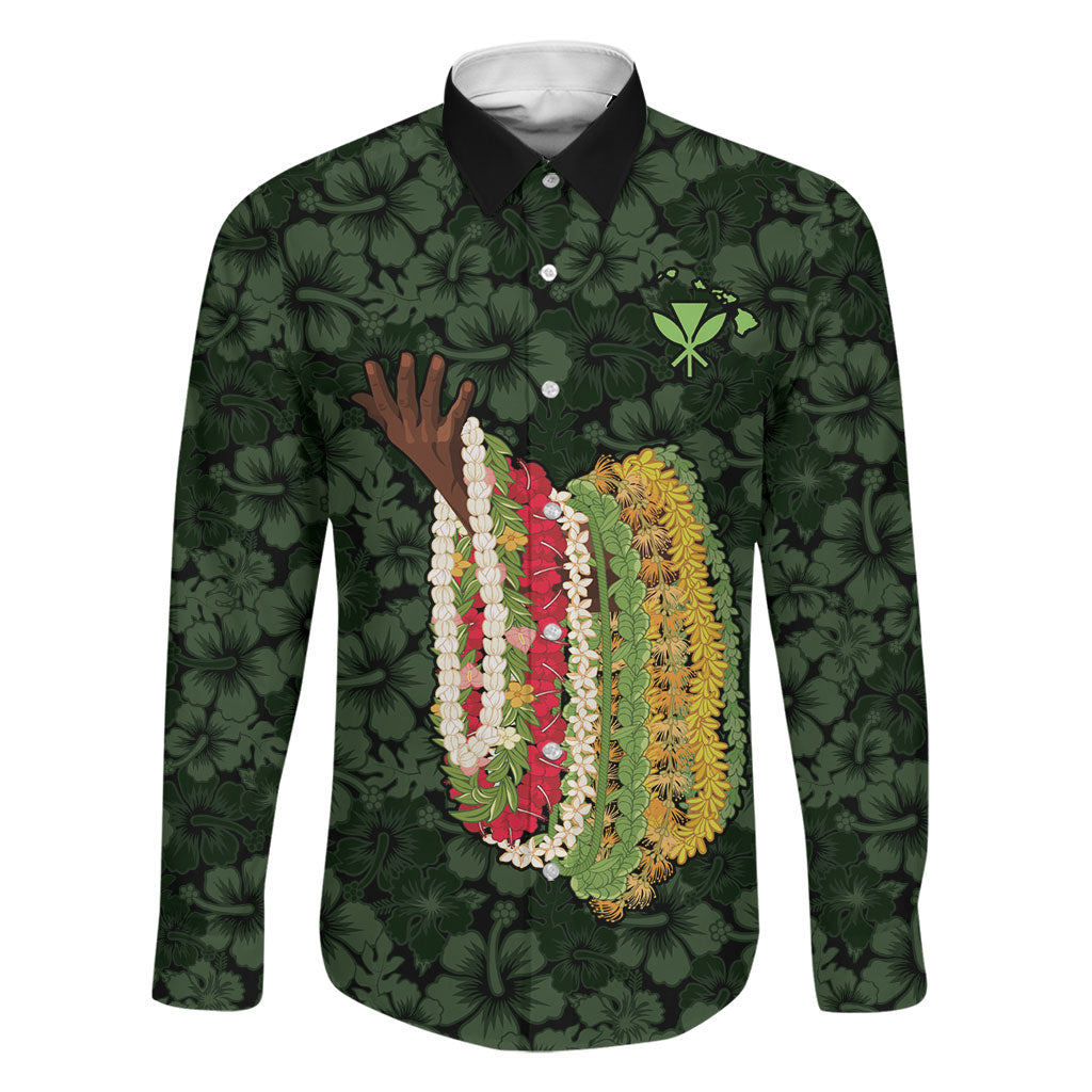 Hawaii Lei Kamehameha Family Matching Mermaid Dress and Hawaiian Shirt Oma'oma'o Seamless Pattern Hibiscus Flower