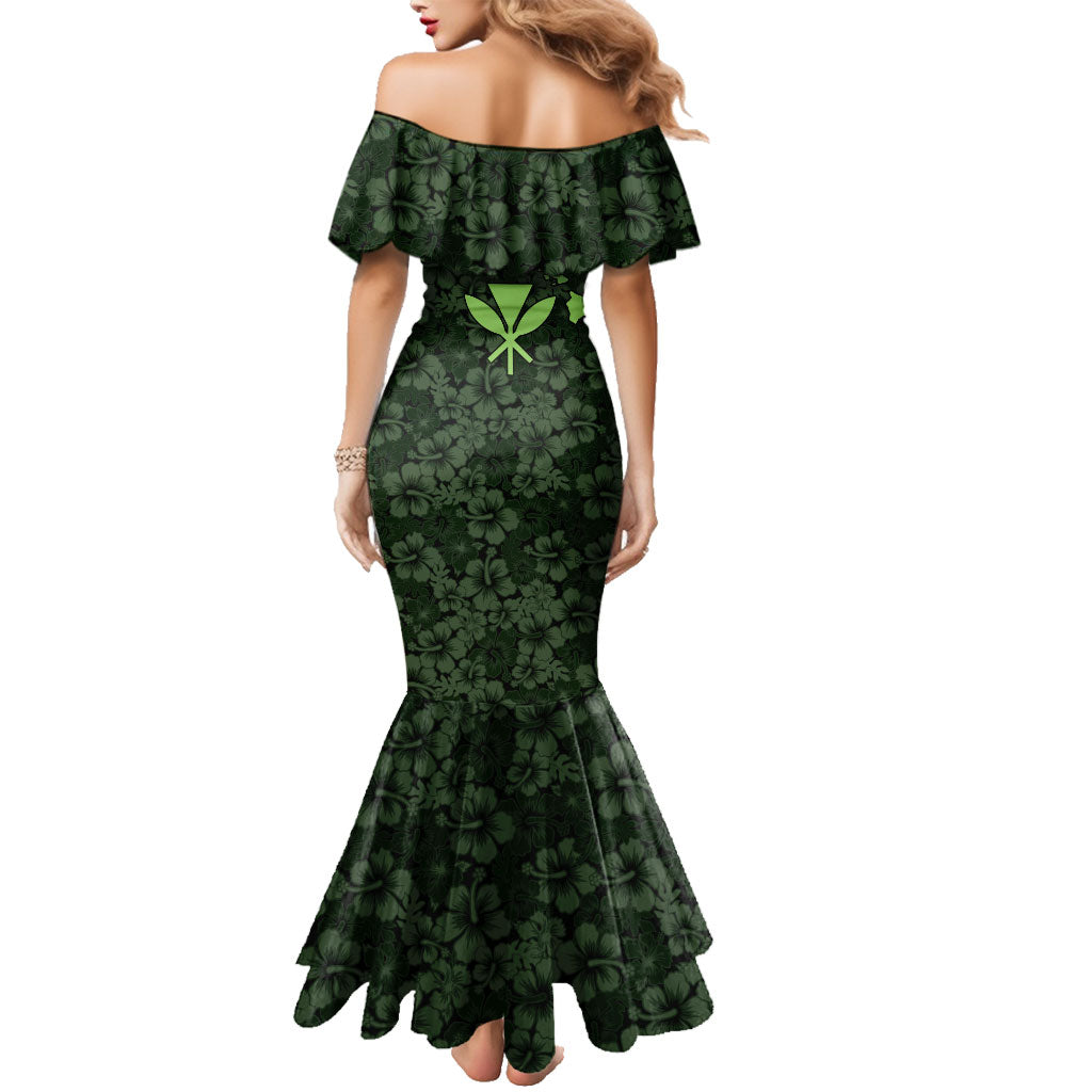 Hawaii Lei Kamehameha Family Matching Mermaid Dress and Hawaiian Shirt Oma'oma'o Seamless Pattern Hibiscus Flower