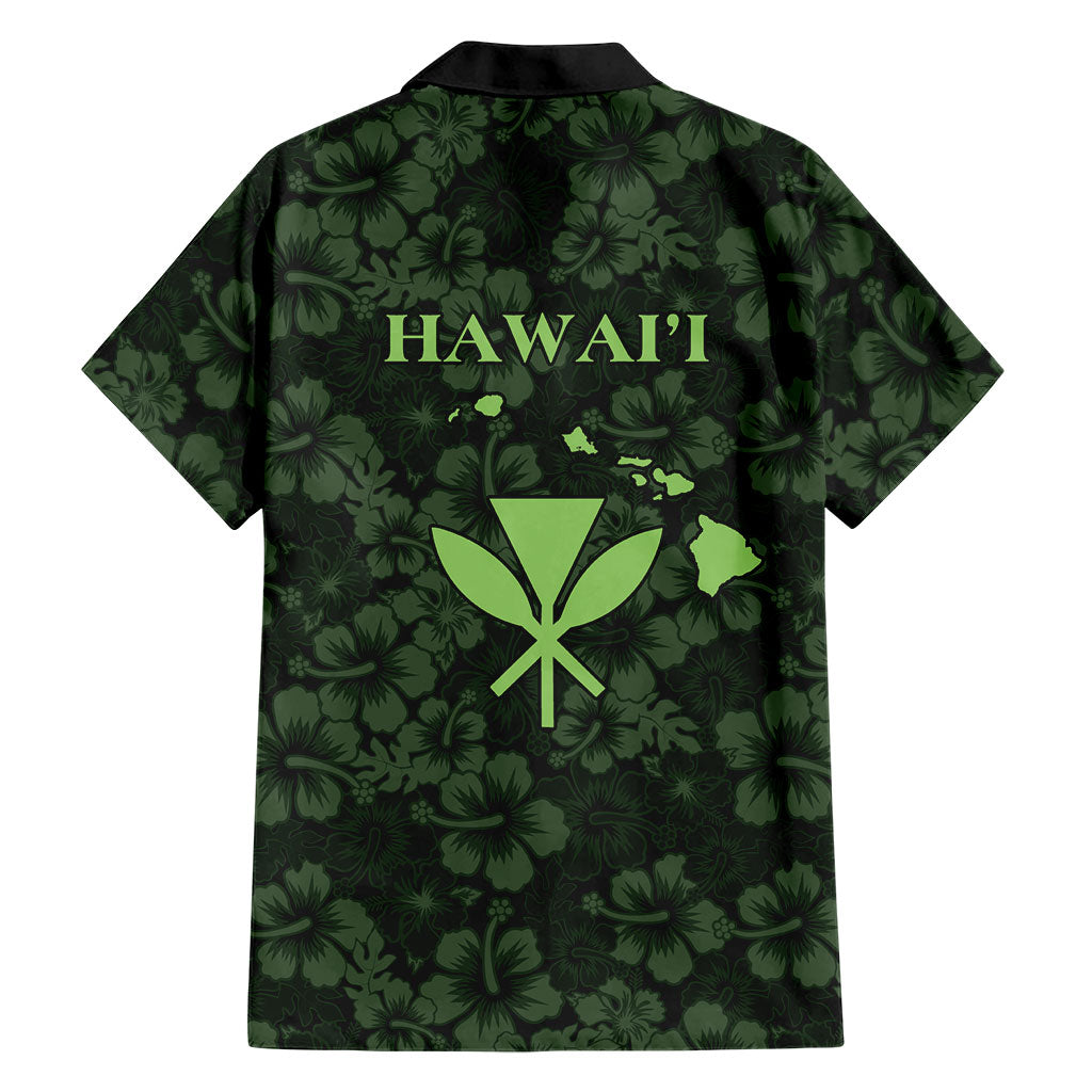 Hawaii Lei Kamehameha Family Matching Off Shoulder Short Dress and Hawaiian Shirt Oma'oma'o Seamless Pattern Hibiscus Flower