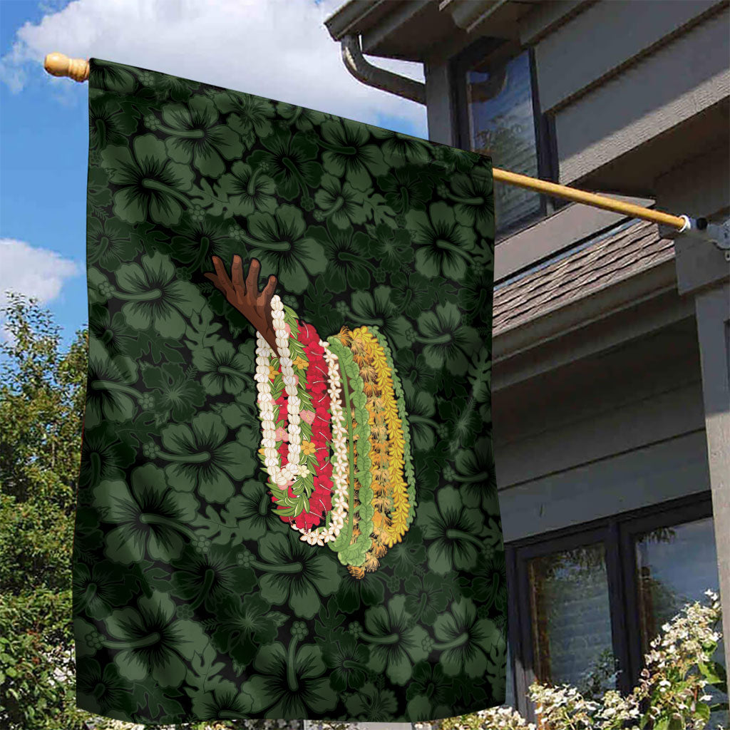 Hawaii Lei Kamehameha Garden Flag Oma'oma'o Seamless Pattern Hibiscus Flower LT9 - Polynesian Pride