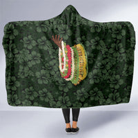 Hawaii Lei Kamehameha Hooded Blanket Oma'oma'o Seamless Pattern Hibiscus Flower LT9 One Size Green - Polynesian Pride