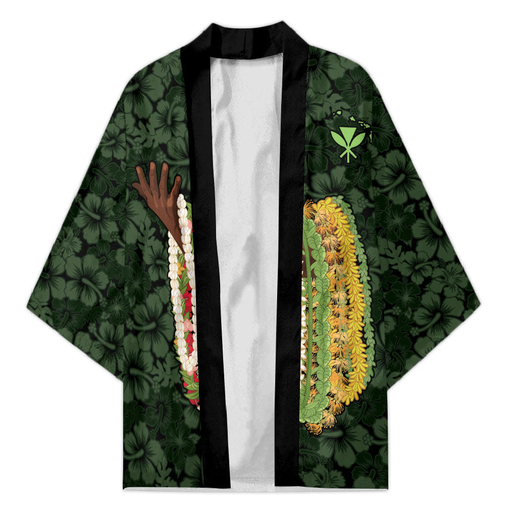 Hawaii Lei Kamehameha Kimono Oma'oma'o Seamless Pattern Hibiscus Flower
