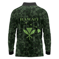 Hawaii Lei Kamehameha Long Sleeve Polo Shirt Oma'oma'o Seamless Pattern Hibiscus Flower LT9 - Polynesian Pride