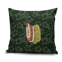 Hawaii Lei Kamehameha Pillow Cover Oma'oma'o Seamless Pattern Hibiscus Flower LT9 Green - Polynesian Pride