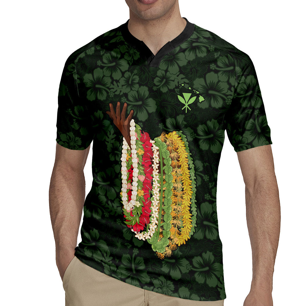 Hawaii Lei Kamehameha Rugby Jersey Oma'oma'o Seamless Pattern Hibiscus Flower LT9 - Polynesian Pride