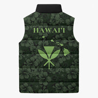 Hawaii Lei Kamehameha Sleeveless Puffer Jacket Oma'oma'o Seamless Pattern Hibiscus Flower LT9 - Polynesian Pride
